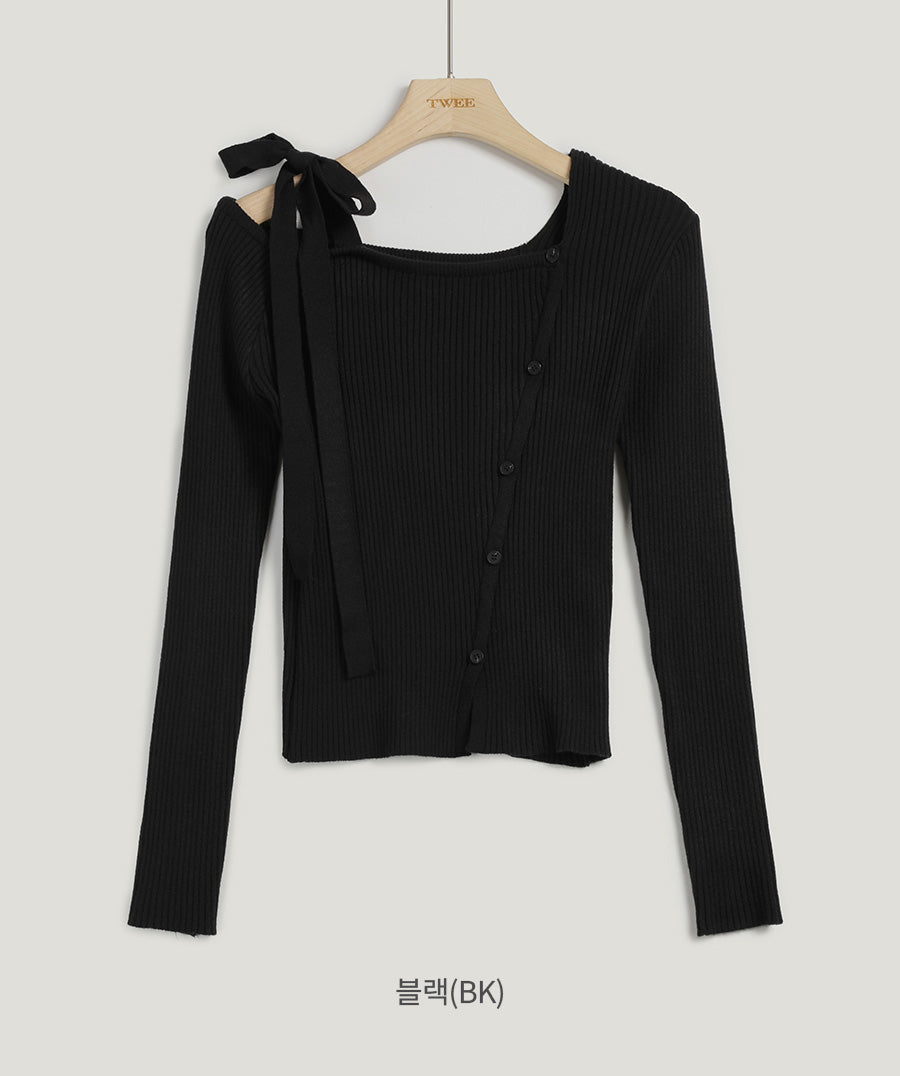 Late One-Shoulder Strap Asymmetrical Knit Chikkuz n/a.
