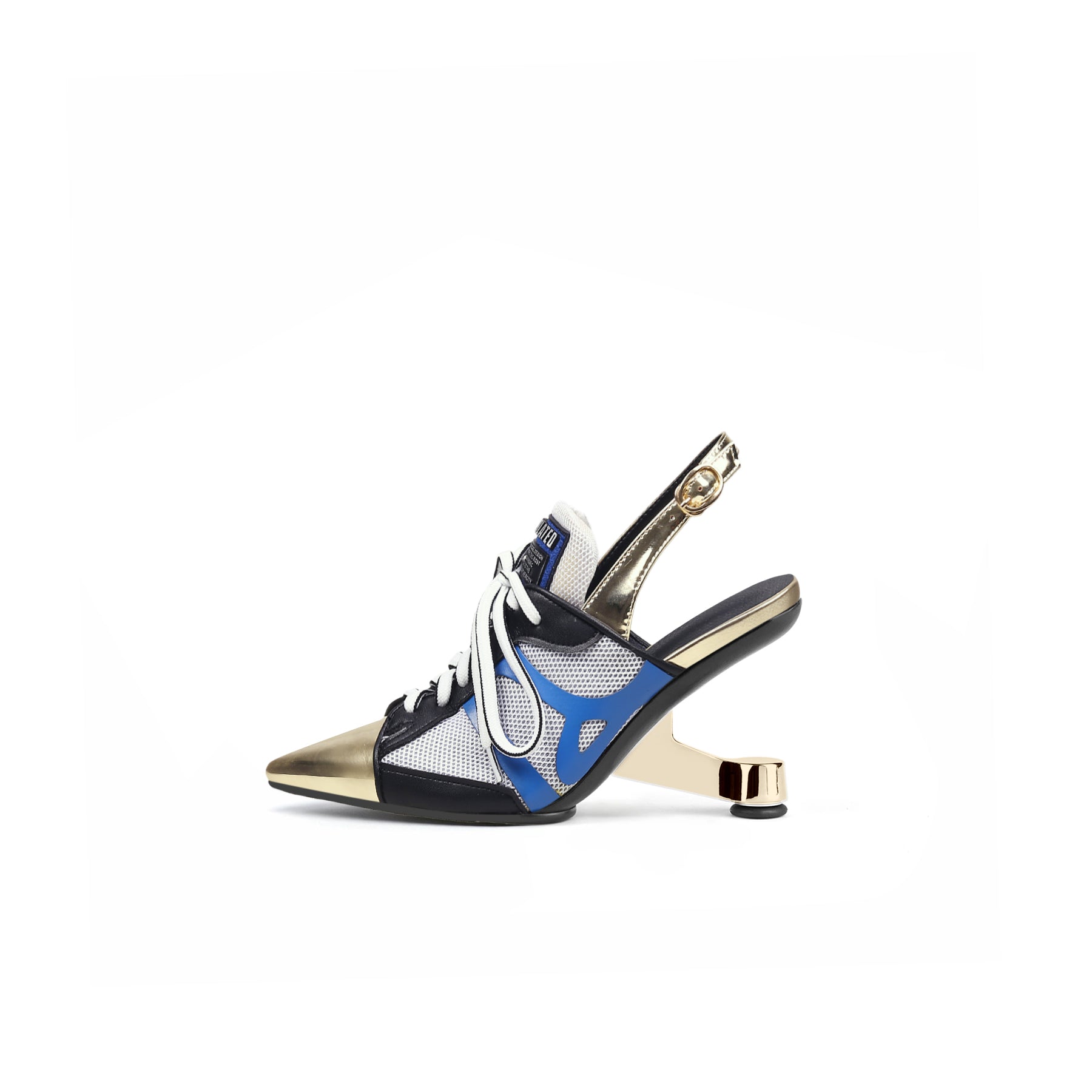 Futuristic Leather Mesh Lace Up Sandals-5
