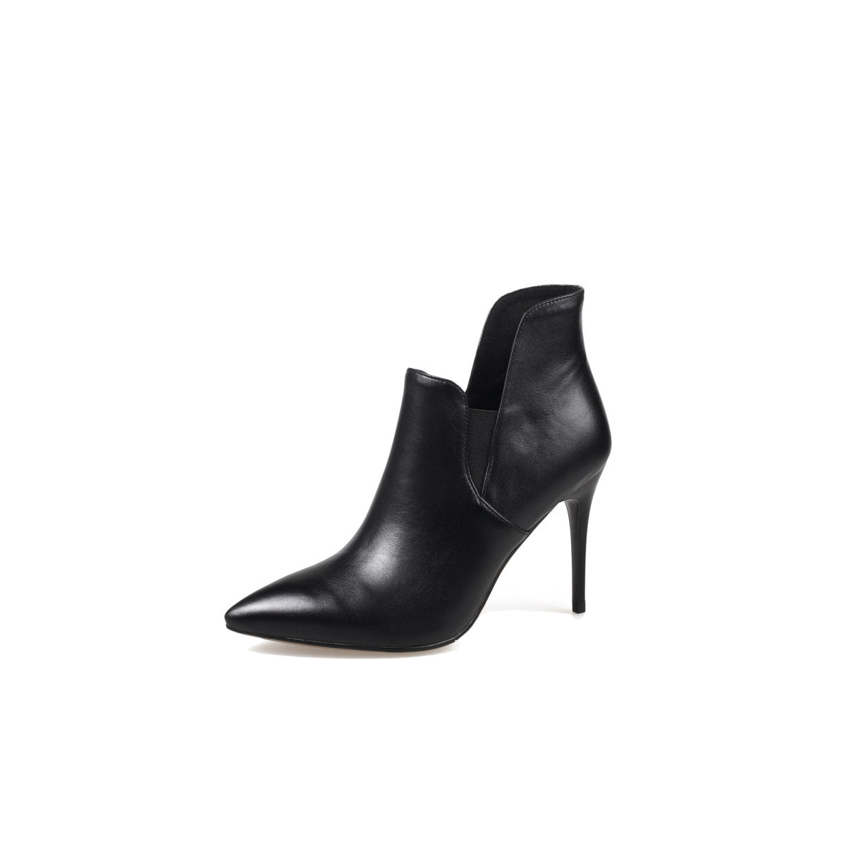 Leather Asymmetrical Ankle Boots-1