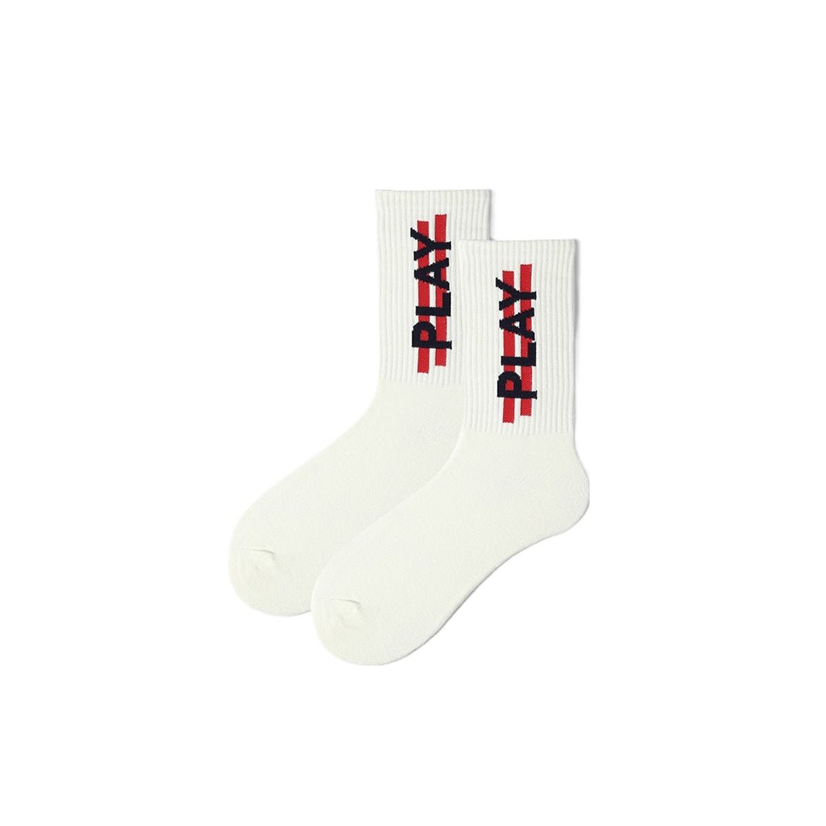 Play All-season Unisex White Crew Socks-0