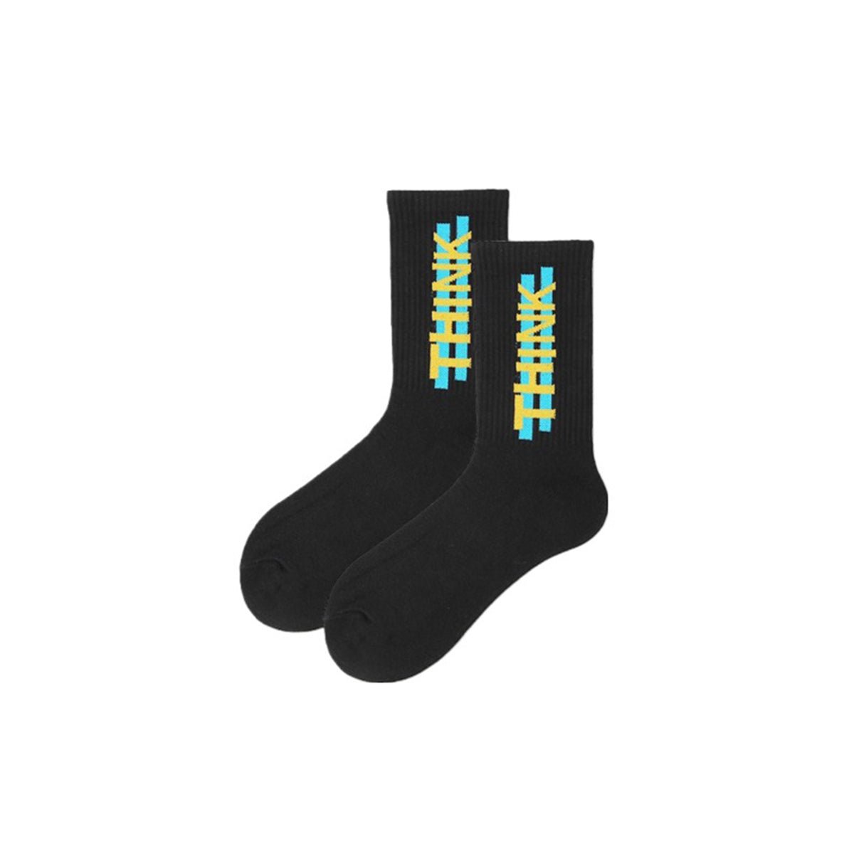 Think All-season Unisex Black Crew Socks-0