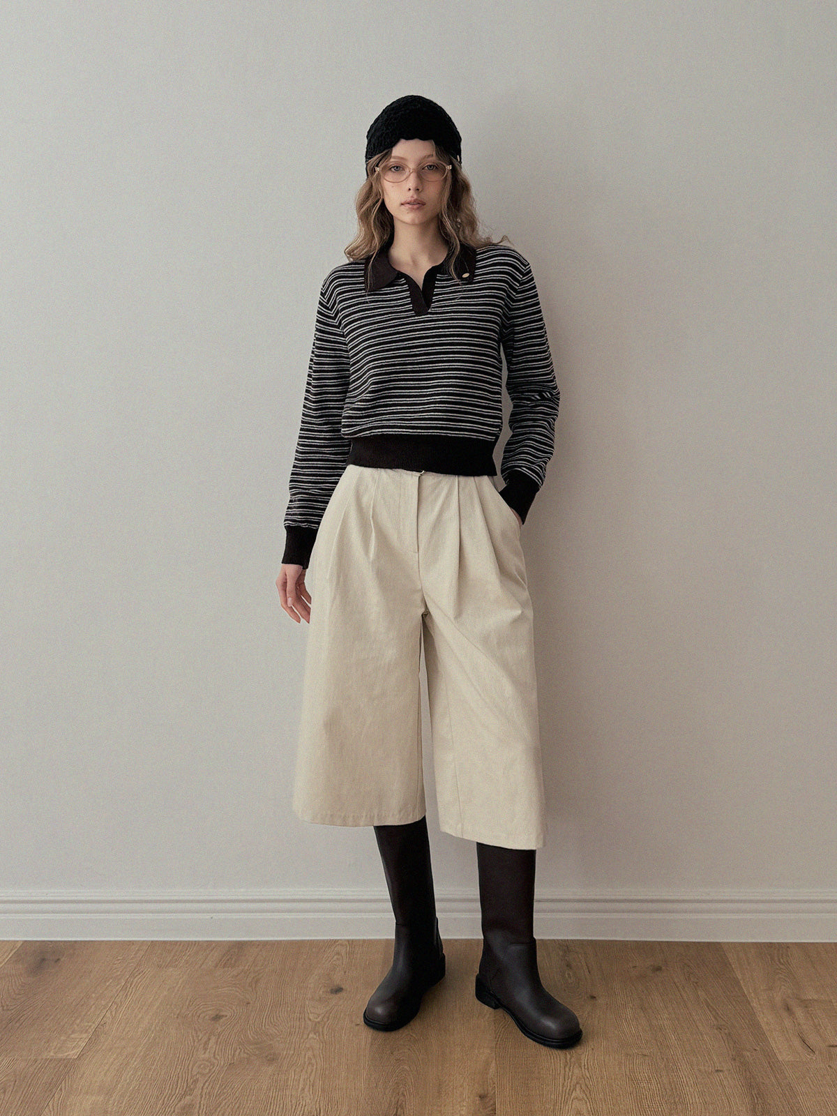 Corduroy Pintuck Bermuda Pants  Chikkuz  n/a.