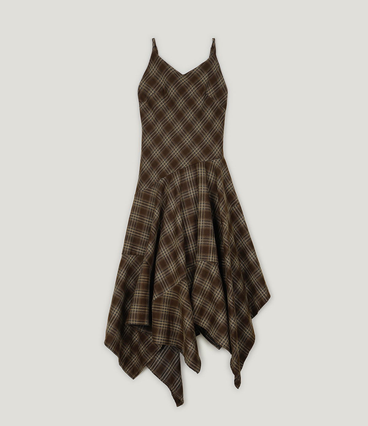 Drea Check Asymmetrical Sleeveless Long Dress  Chikkuz  n/a.