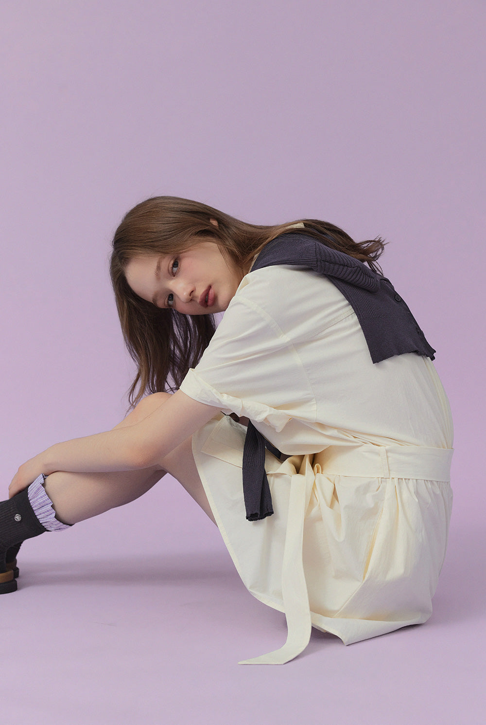 Lovin Roll-Up Shirt Dress (Belt Set)  Chikkuz  n/a.