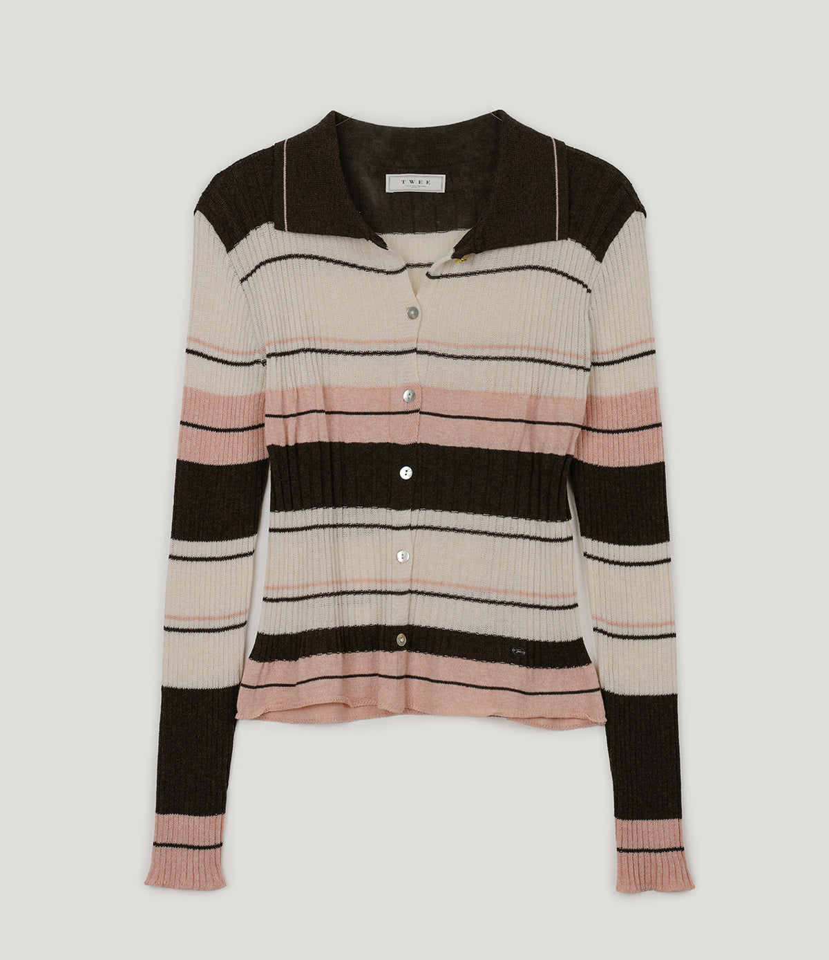 Polt Contrast Collar Stripe Knit  Chikkuz  n/a.