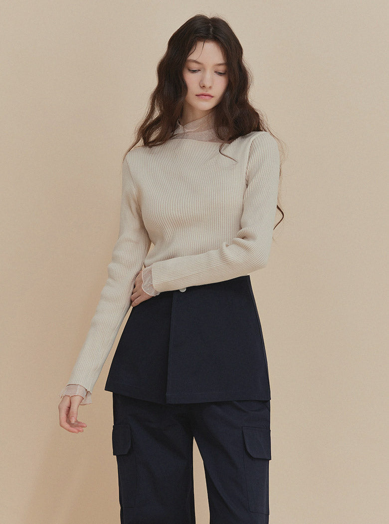 Asymmetric Neck Ribbed Knit  Chikkuz  n/a.
