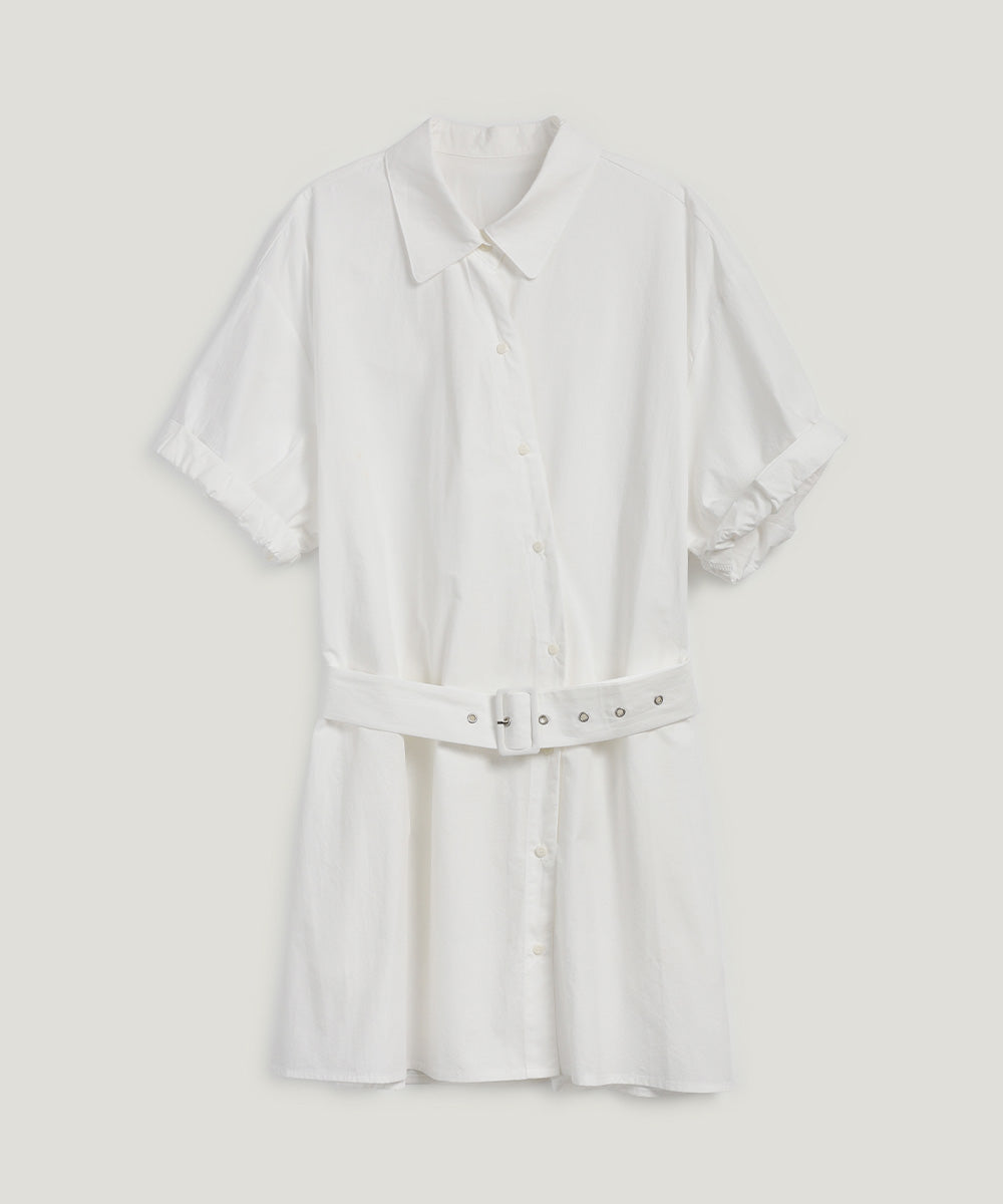 Lovin Roll-Up Shirt Dress (Belt Set)  Chikkuz  n/a.