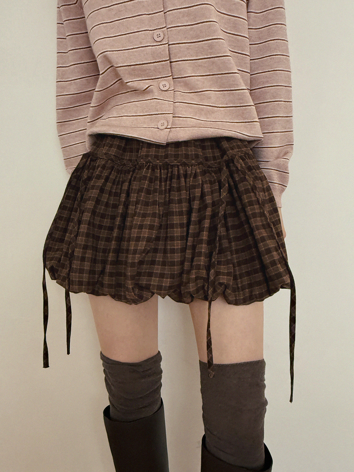 Check Balloon Mini Skirt  Chikkuz  n/a.