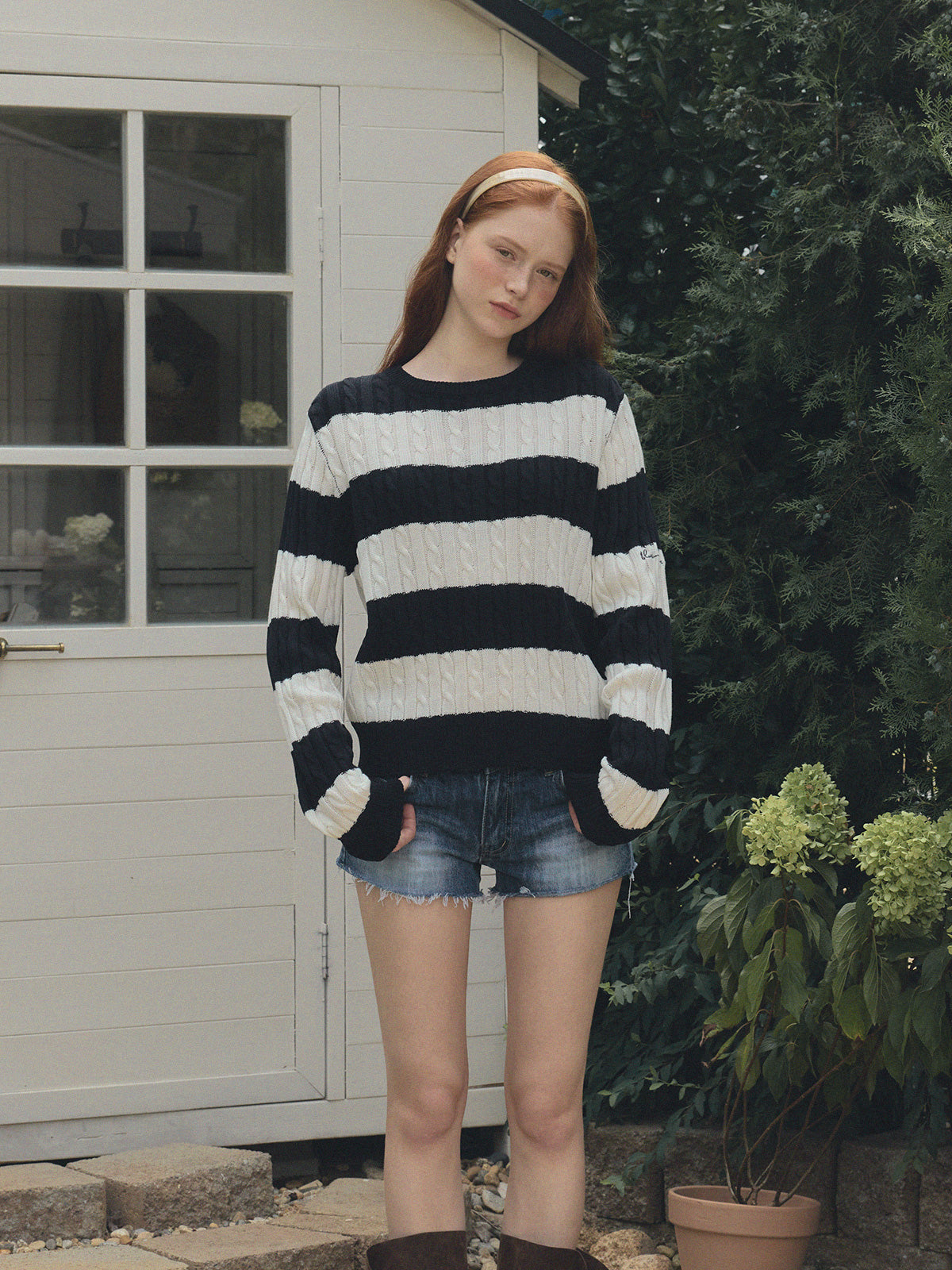 Fade Color-Block Stripe Long Sleeve Knit  Chikkuz  n/a.