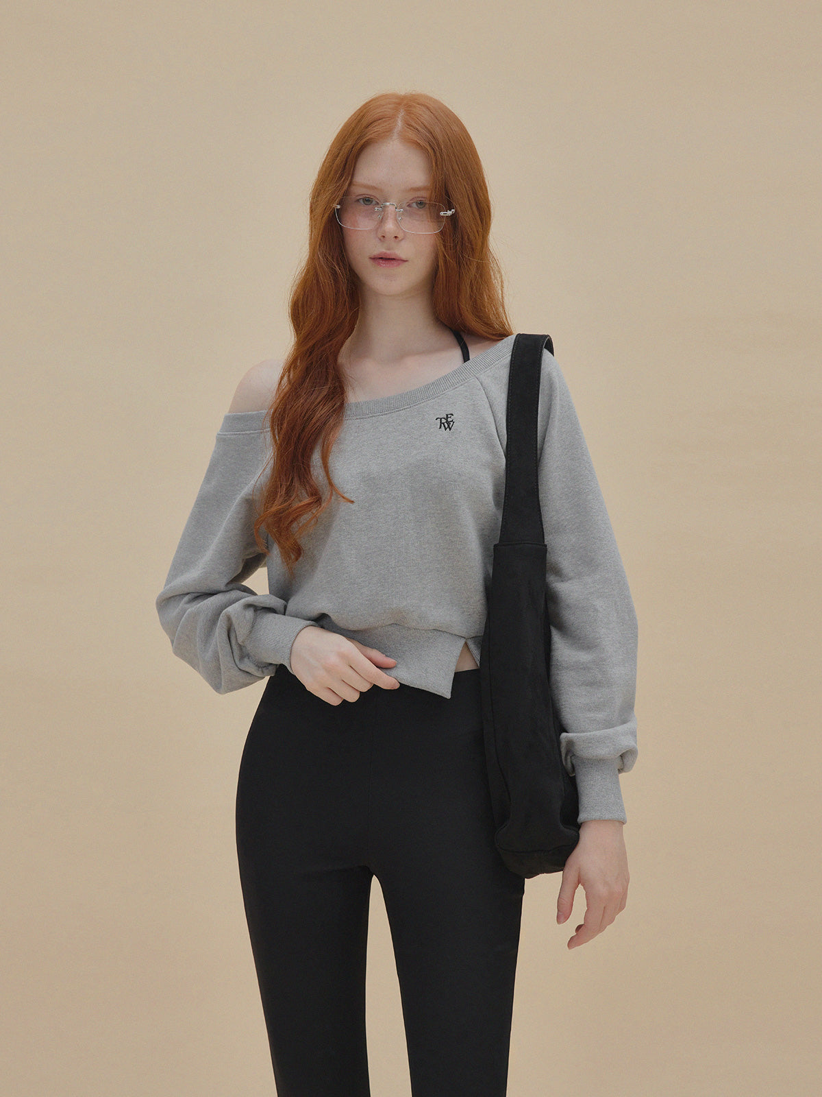 Embroidered One-Shoulder Long Sleeve Sweatshirt  Chikkuz  n/a.