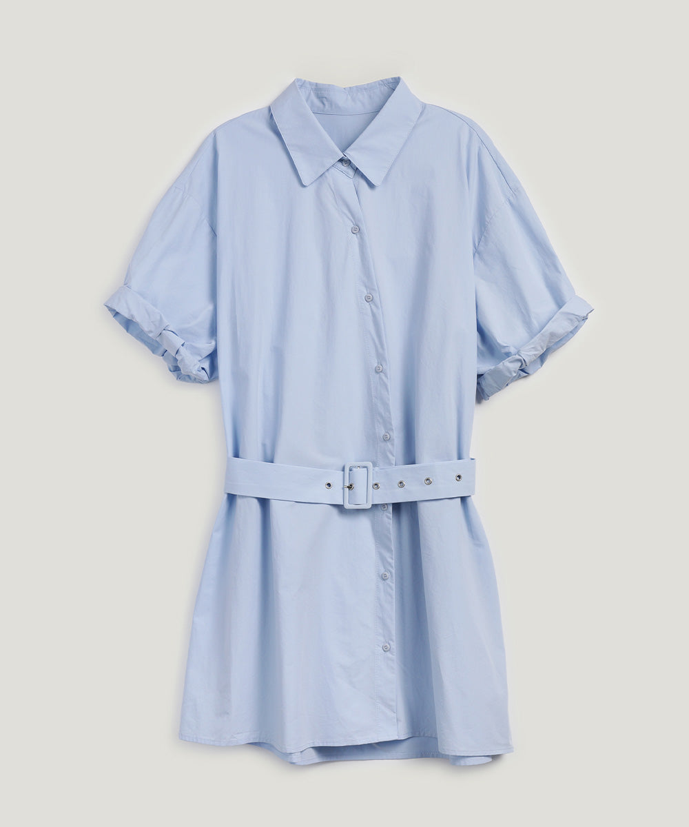 Lovin Roll-Up Shirt Dress (Belt Set)  Chikkuz  n/a.
