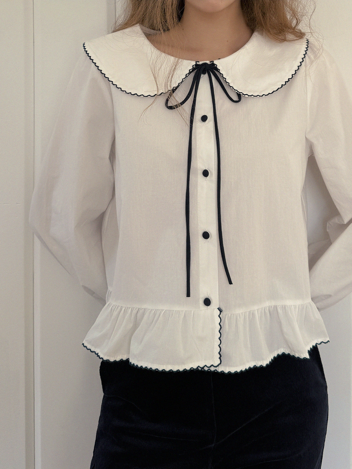 Older Sailor-Collar Frill Long-Sleeve Blouse  Chikkuz  n/a.