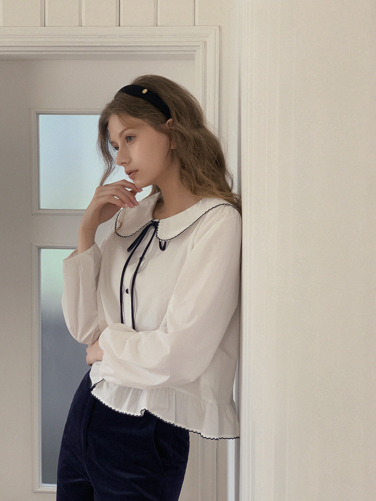 Older Sailor-Collar Frill Long-Sleeve Blouse  Chikkuz  n/a.