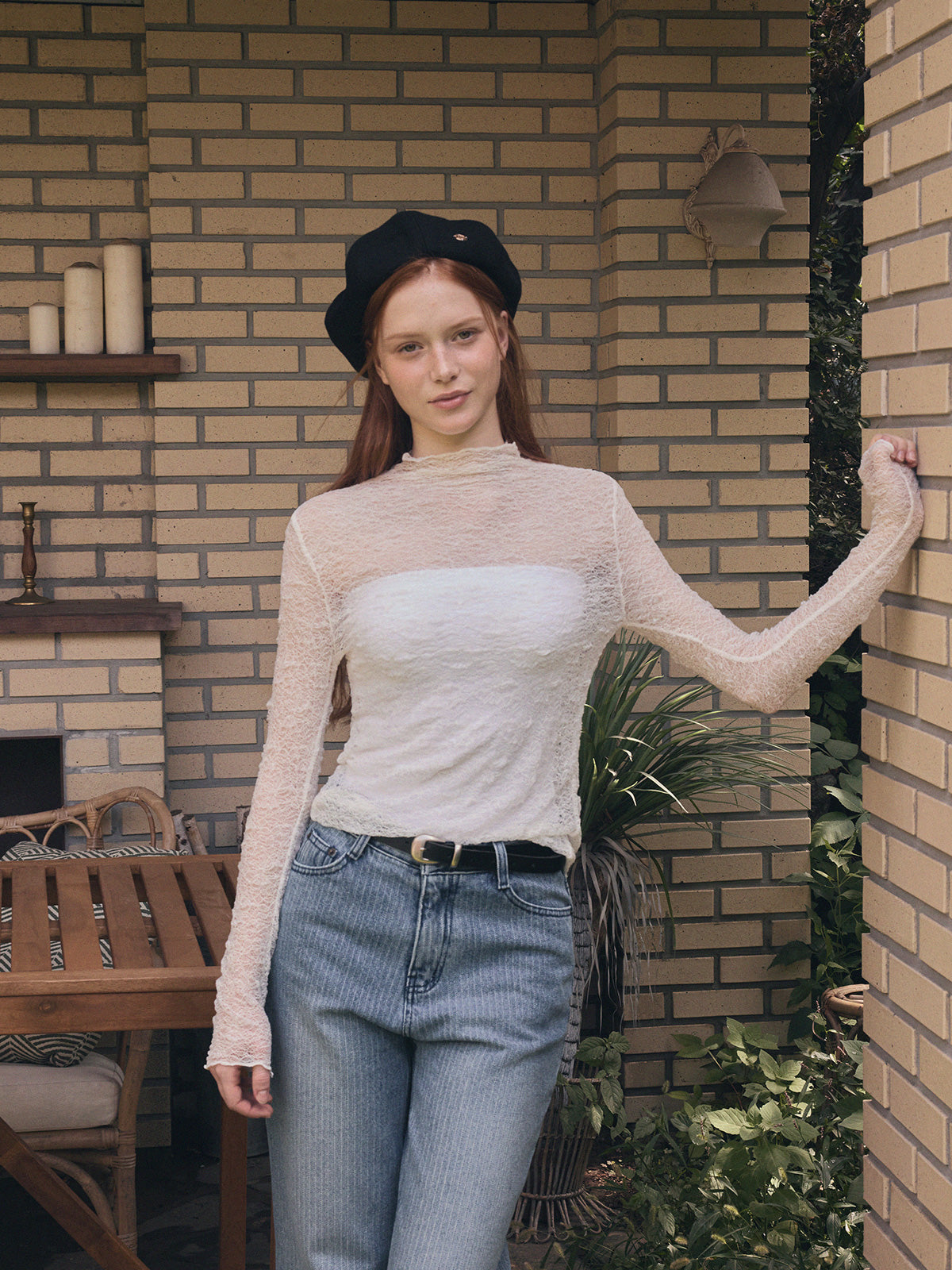 Wooden Sheer Wrinkle Long-Sleeve T-Shirt  Chikkuz  n/a.