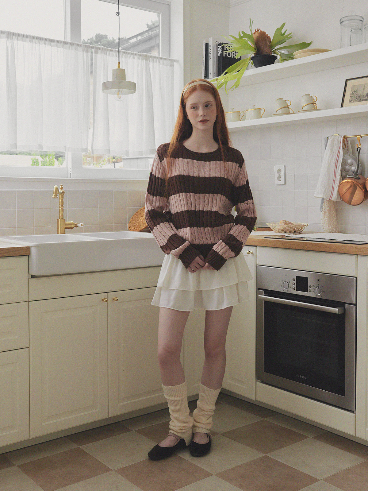 Fade Color-Block Stripe Long Sleeve Knit  Chikkuz  n/a.