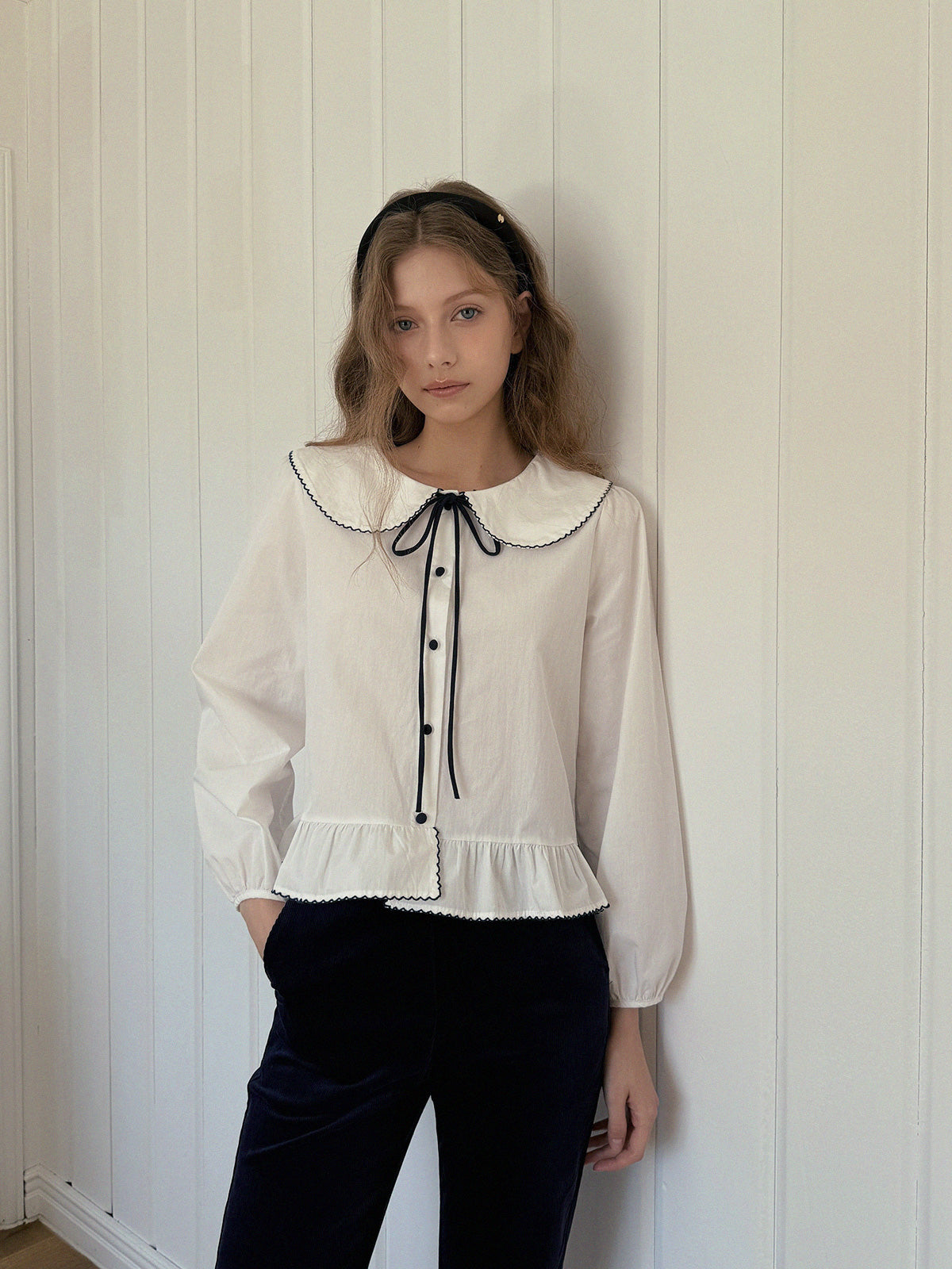 Older Sailor-Collar Frill Long-Sleeve Blouse  Chikkuz  n/a.