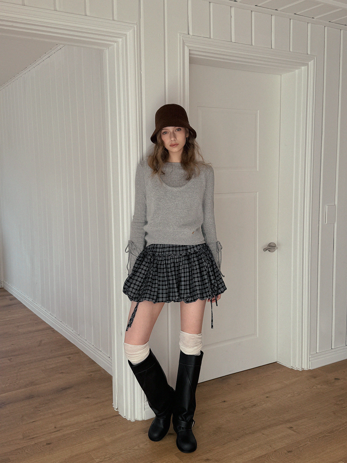 Check Balloon Mini Skirt  Chikkuz  n/a.