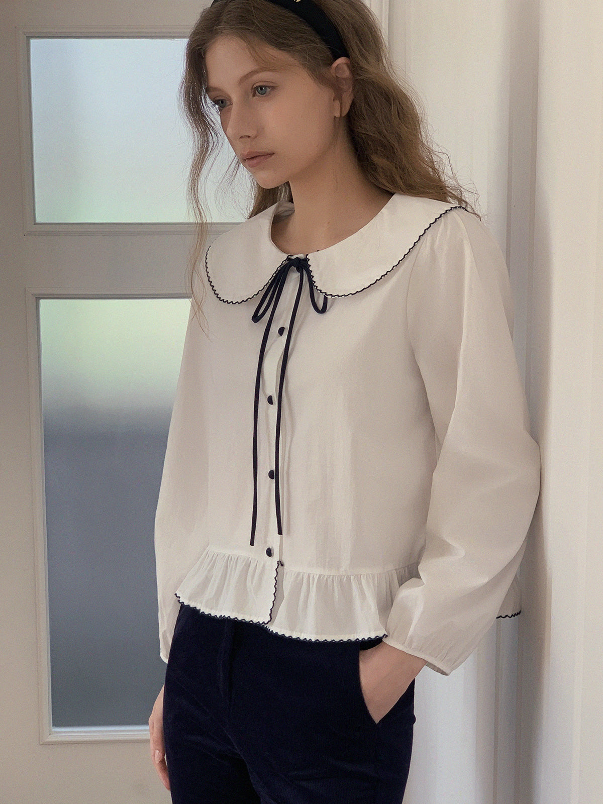 Older Sailor-Collar Frill Long-Sleeve Blouse  Chikkuz  n/a.