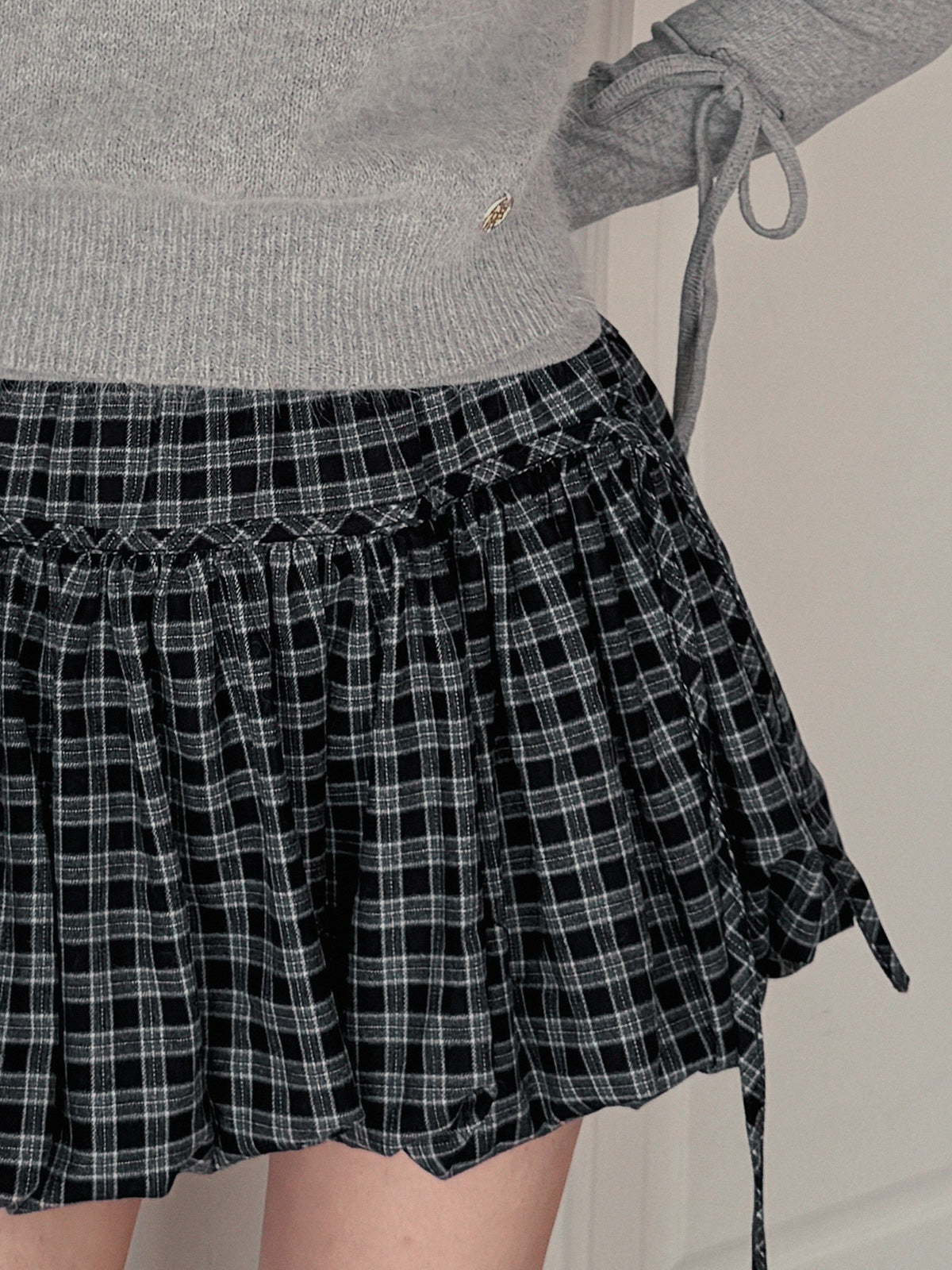 Check Balloon Mini Skirt  Chikkuz  n/a.